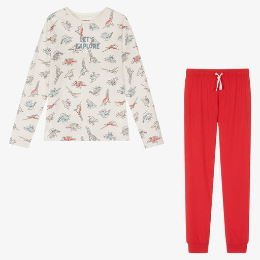 Mayoral-Teen Boys Red Cotton Dinosaur Pyjamas | Childrensalon Outlet