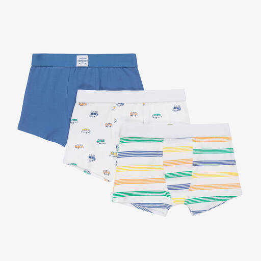 Mayoral-Teen Boys White & Blue Boxer Shorts (3 Pack) | Childrensalon Outlet