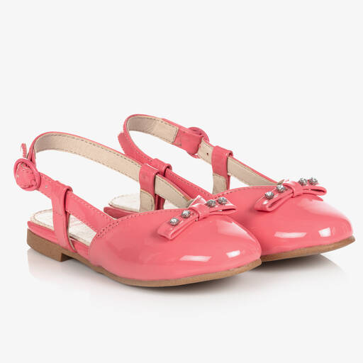 Mayoral-حذاء تينز بناتي جلد صناعي لامع لون زهري مرجاني | Childrensalon Outlet