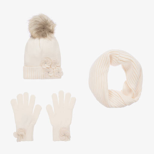 Mayoral-Teen Girls Ivory Knitted Hat Set | Childrensalon Outlet