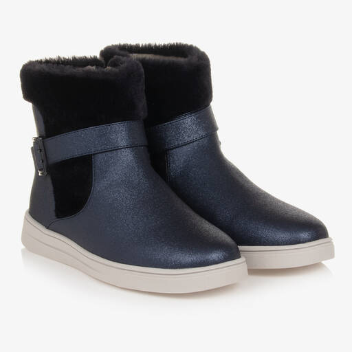 Mayoral-Teen Girls Navy Blue Faux Fur Boots | Childrensalon Outlet