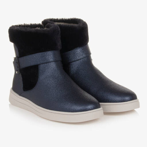 Mayoral-Bottines bleues à fausse fourrure | Childrensalon Outlet