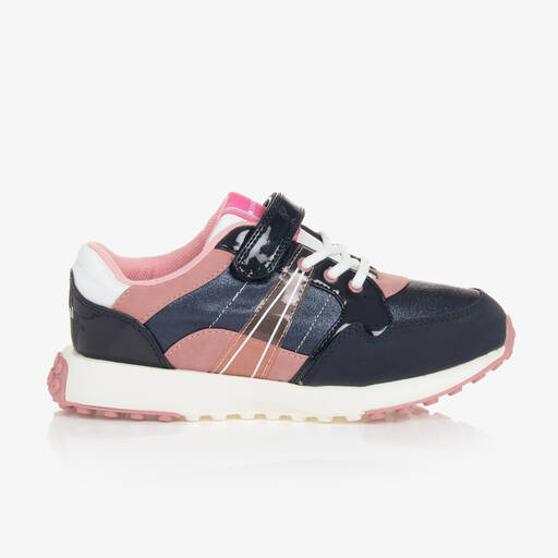 Mayoral-Teen Girls Navy Blue & Pink Velcro Trainers | Childrensalon Outlet