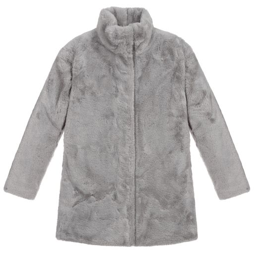 Mayoral-Teen Grey Faux Fur Coat | Childrensalon Outlet
