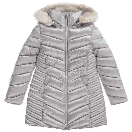 Mayoral-Teen Grey Hooded Puffer Coat | Childrensalon Outlet