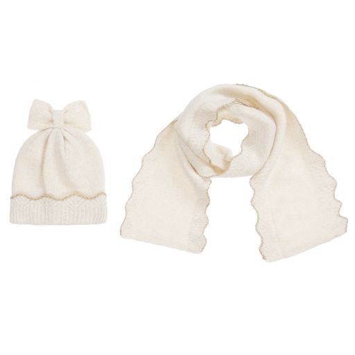 Mayoral-Teen Ivory Knitted Hat Set  | Childrensalon Outlet