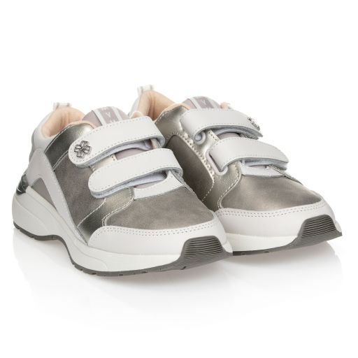 Mayoral-Teen Silver & White Trainers | Childrensalon Outlet