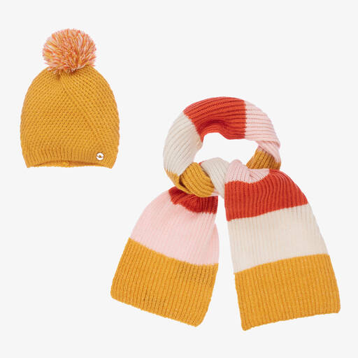 Mayoral-Teen Yellow & Pink Hat Set | Childrensalon Outlet