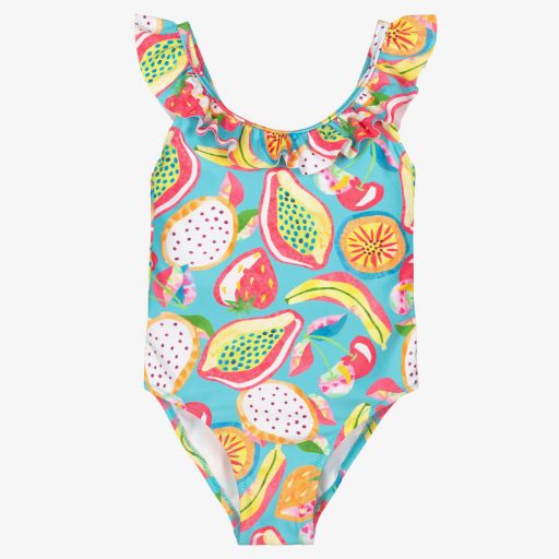 Mayoral-Turquoise Blue Fruits Swimsuit | Childrensalon Outlet