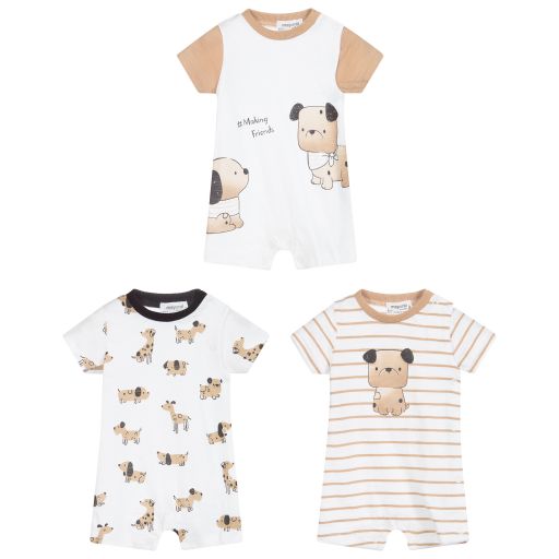 Mayoral Для новорожденных-Песочник белого и бежевого цвета (3 шт.) | Childrensalon Outlet