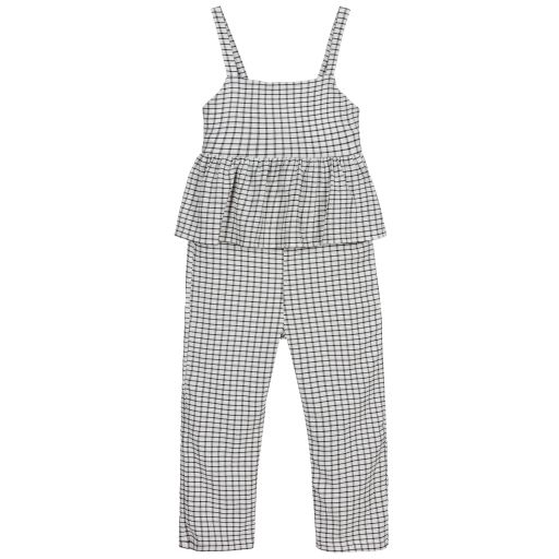 Mayoral-White & Black Checked Jumpsuit | Childrensalon Outlet