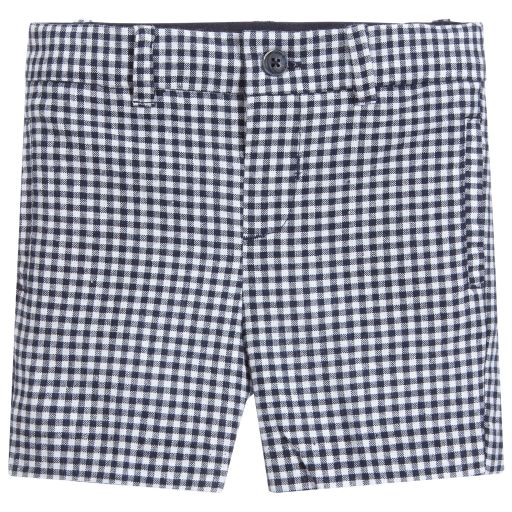 Mayoral-White & Blue Checked Shorts | Childrensalon Outlet
