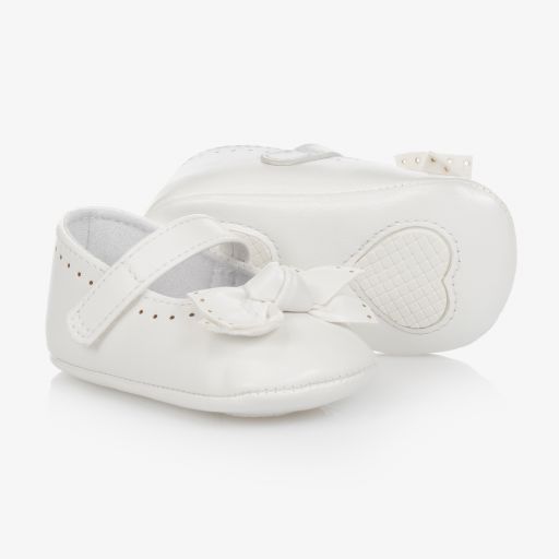 Mayoral Newborn-White Bow Pre-Walker Shoes | Childrensalon Outlet