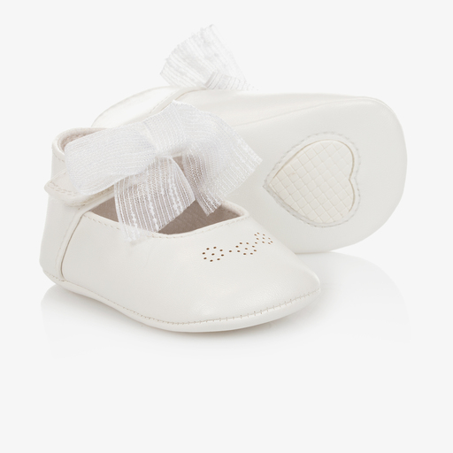 Mayoral Newborn-حذاء جلد صناعي لون عاجي لمرحلة قبل المشي للمولودات | Childrensalon Outlet