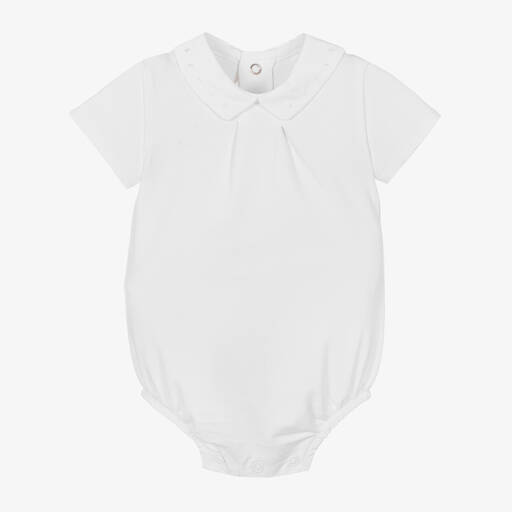 Mayoral Newborn-أوفرول بادي قطن جيرسي لون أبيض للأطفال | Childrensalon Outlet