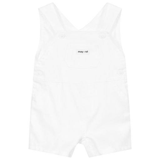 Mayoral Newborn-Salopette courte blanche en coton | Childrensalon Outlet