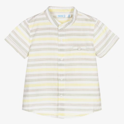 Mayoral-White & Green Striped Shirt | Childrensalon Outlet