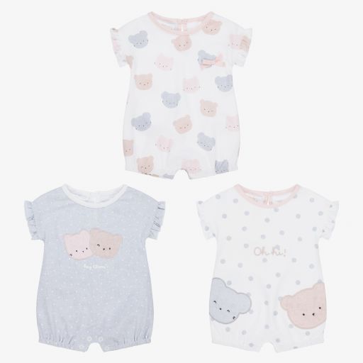 Mayoral Newborn-White & Grey Shorties (3 Pack) | Childrensalon Outlet