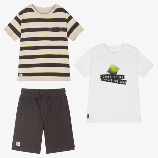 Mayoral Nukutavake-White & Grey Shorts Set | Childrensalon Outlet