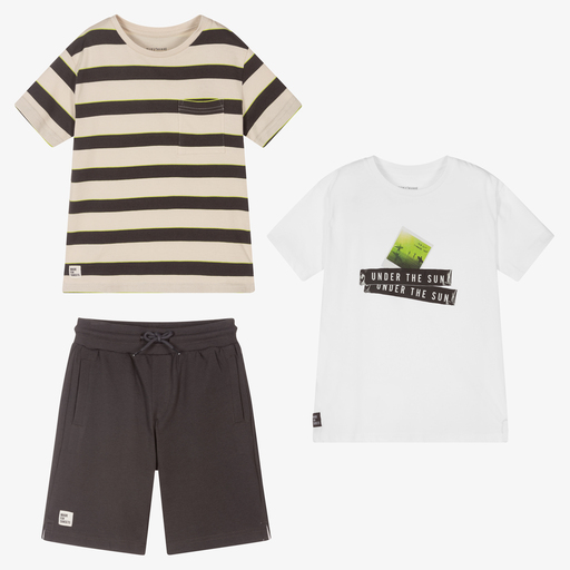 Mayoral Нукутаваке-Бело-серый комплект с шортами | Childrensalon Outlet