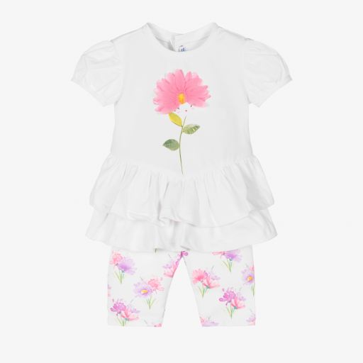 Mayoral-White & Pink Floral Dress Set | Childrensalon Outlet