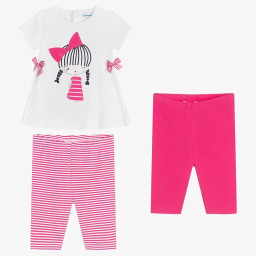 Mayoral-Leggings-Set in Weiß und Pink | Childrensalon Outlet