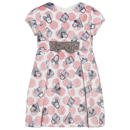 Mayoral-Бело-розовое велюровое платье | Childrensalon Outlet