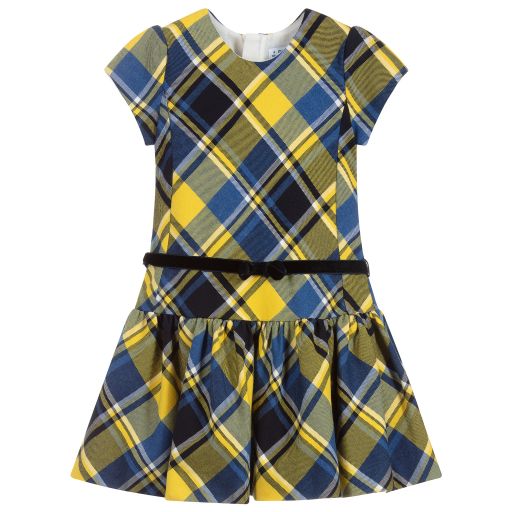 Mayoral-Yellow & Blue Check Dress | Childrensalon Outlet