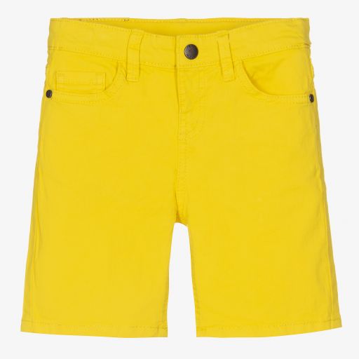 Mayoral-Yellow Cotton Bermuda Shorts | Childrensalon Outlet