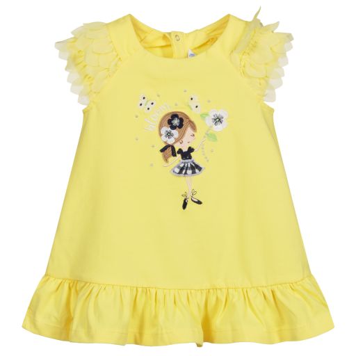 Mayoral-Yellow Cotton Jersey Dress | Childrensalon Outlet