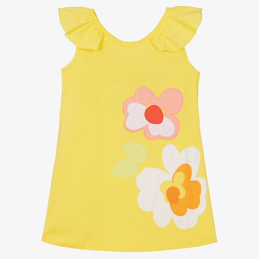 Mayoral-Yellow Floral Cotton Dress | Childrensalon Outlet