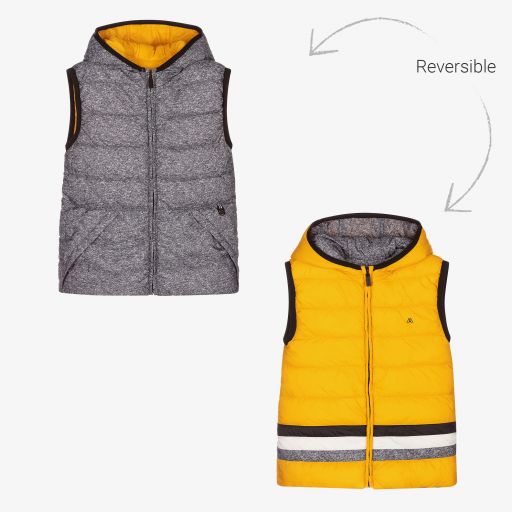 Mayoral-Yellow & Grey Reversible Gilet | Childrensalon Outlet