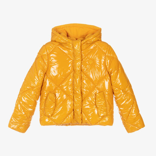 Mayoral-Yellow Hooded Puffer Jacket | Childrensalon Outlet