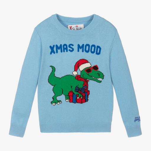 MC2 Saint Barth-Blue Wool Knitted Sweater | Childrensalon Outlet