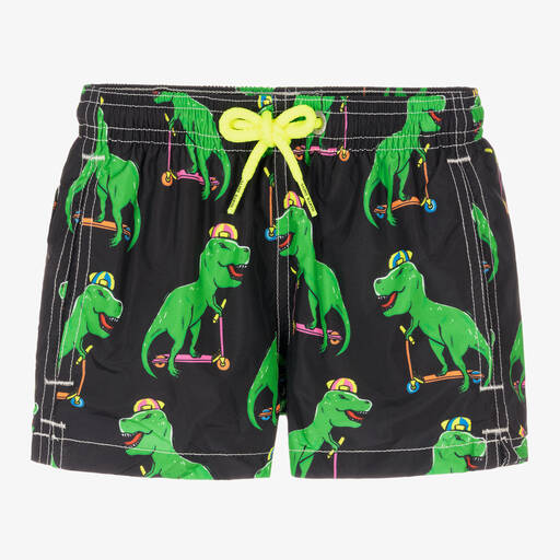 MC2 Saint Barth-Черные плавки-шорты с зелеными динозаврами | Childrensalon Outlet
