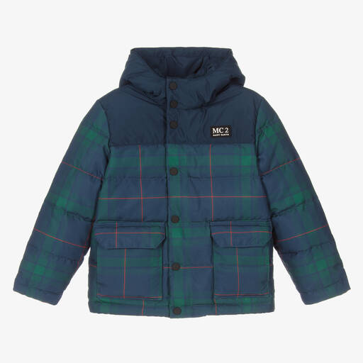 MC2 Saint Barth-Boys Blue & Green Down Puffer Jacket | Childrensalon Outlet