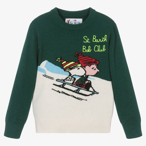 MC2 Saint Barth-Boys Green Peanuts Wool Jumper | Childrensalon Outlet