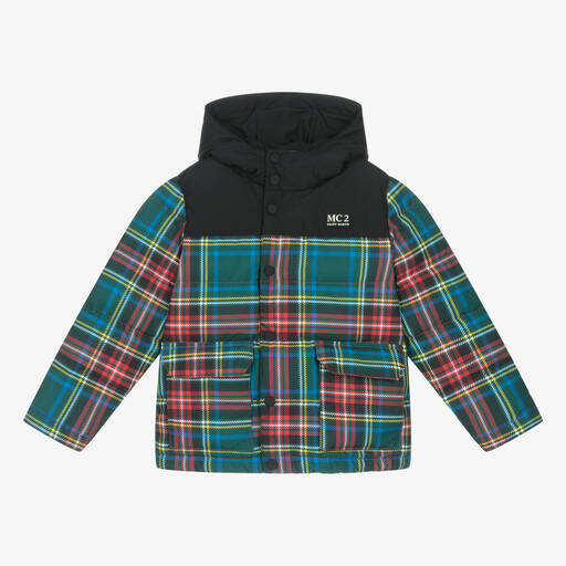 MC2 Saint Barth-Grün karierte Peanuts Daunenjacke | Childrensalon Outlet