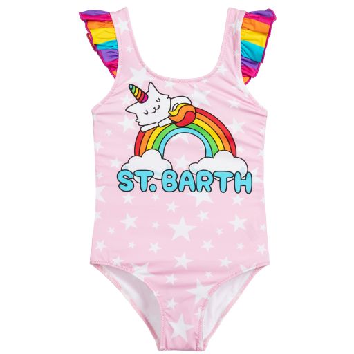 MC2 Saint Barth-Pink Rainbow Unicorn Swimsuit | Childrensalon Outlet