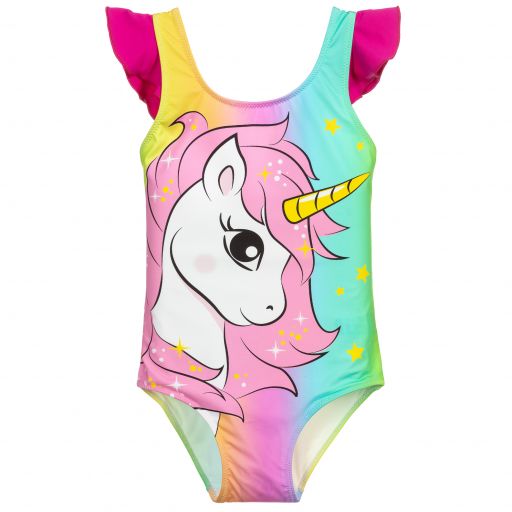 MC2 Saint Barth-Regenbogen-Badeanzug mit Einhorn | Childrensalon Outlet