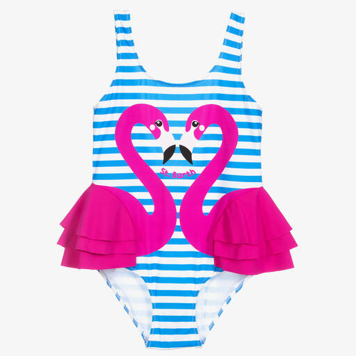 MC2 Saint Barth-Teen Blue Flamingo Swimsuit | Childrensalon Outlet