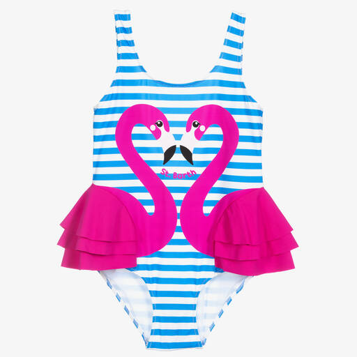 MC2 Saint Barth-Maillot de bain bleu Flamant rose Ado | Childrensalon Outlet