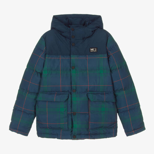 MC2 Saint Barth-Teen Boys Blue & Green Down Puffer Jacket | Childrensalon Outlet