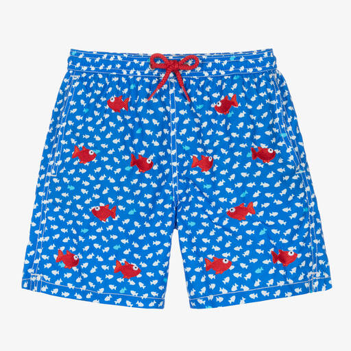 MC2 Saint Barth-Teen Boys Blue & Red Fish Swim Shorts | Childrensalon Outlet