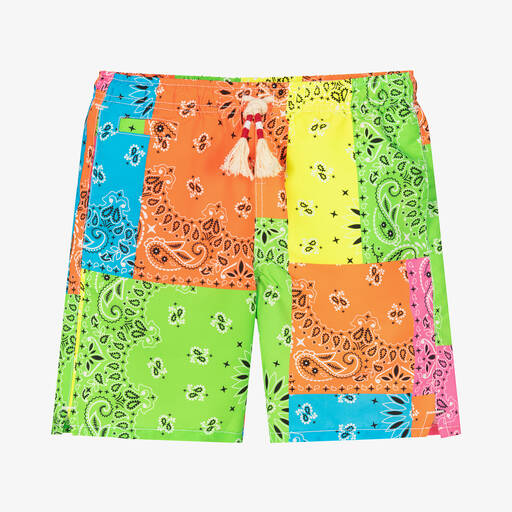 MC2 Saint Barth-Teen Boys Neon Bandana Swim Shorts | Childrensalon Outlet