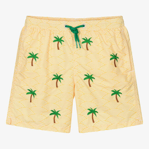 MC2 Saint Barth-Teen Boys Yellow Palm Tree Swim Shorts | Childrensalon Outlet