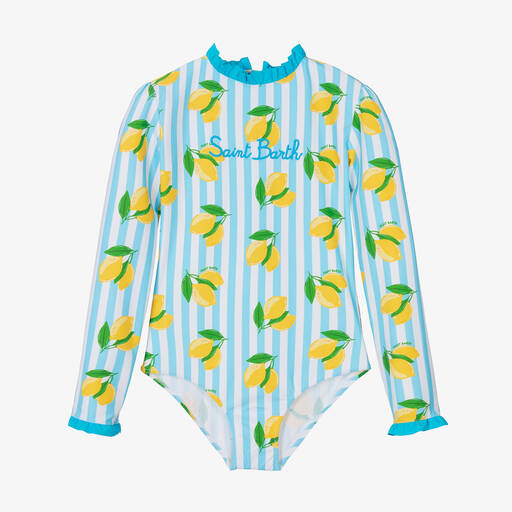 MC2 Saint Barth-Teen Girls Blue Stripe Lemons Swimsuit | Childrensalon Outlet