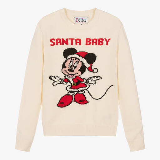MC2 Saint Barth-Teen Girls Ivory Wool Disney Sweater | Childrensalon Outlet