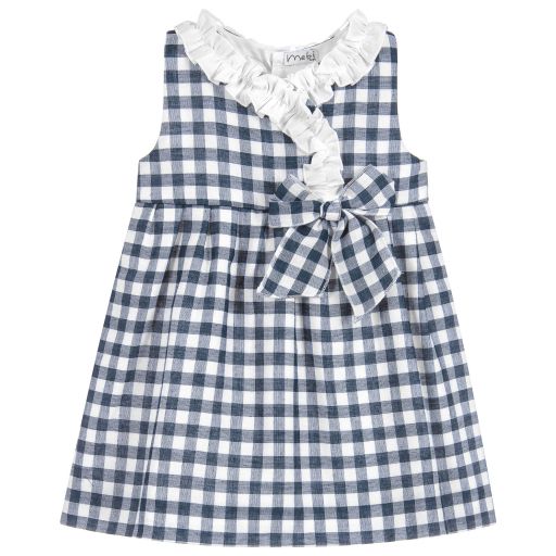 Mebi-Baby Girls Blue Check Dress | Childrensalon Outlet