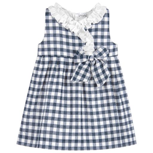 Mebi-فستان قطن كاروهات لون كحلي | Childrensalon Outlet